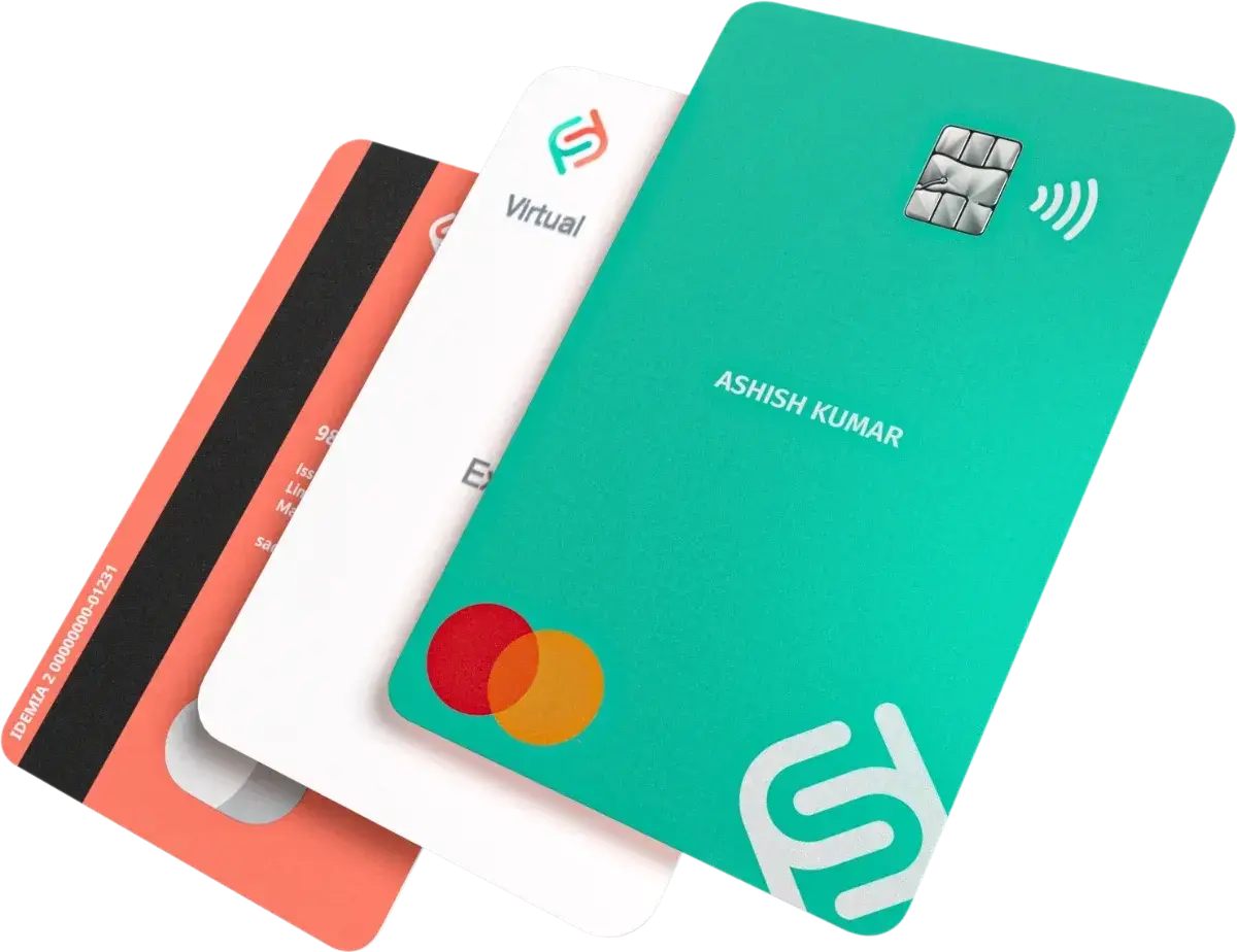 SadaPay numberless card — teal front, peach back