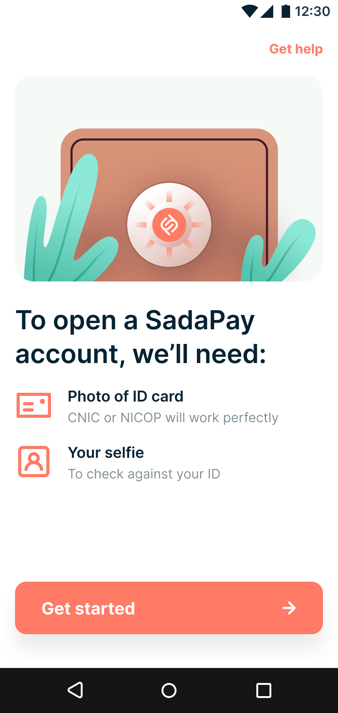 SadaPay KYC onboarding flow